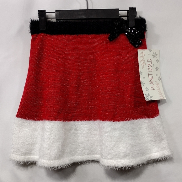 Planet Gold Dresses & Skirts - NWT Planet Gold Santa Knit Mini Skirt Women's XS Red White Christmas Holiday
